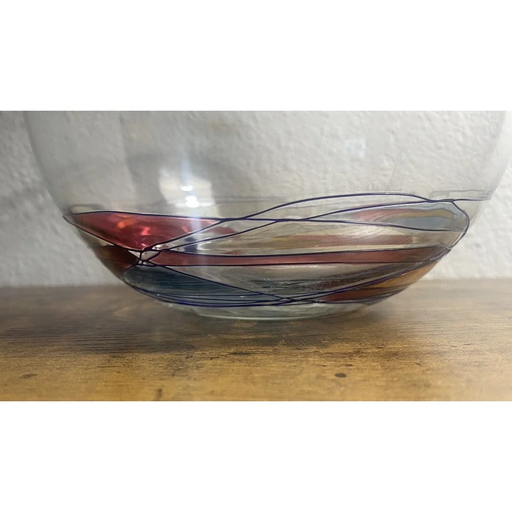Romanian Crystal Mosaic Stained Glass Applied Stretched Rose Bowl 6